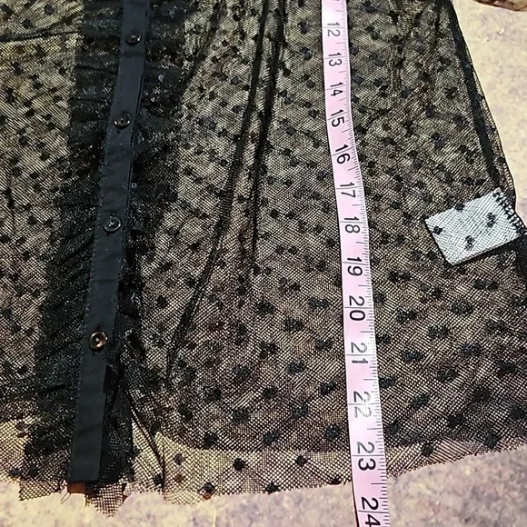 Hesperus | Sheer Mesh Netting Black Ruffled Blouse - Picture 8 of 9